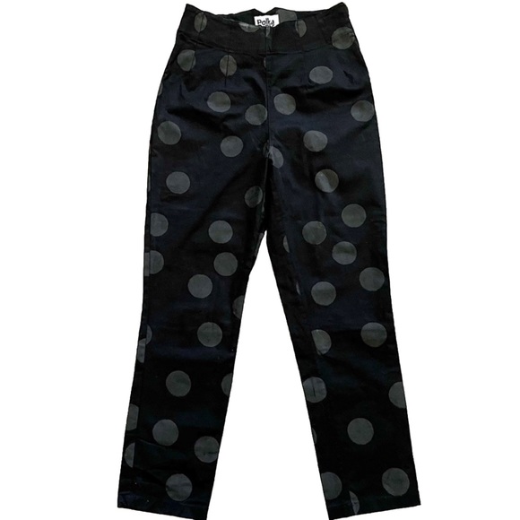 Polka Pants Pants - POLKA PANTS BLACK ON BLACK POLKA DOT PANTS SIZE 6 QUIRKY FUN TRENDY STYLISH